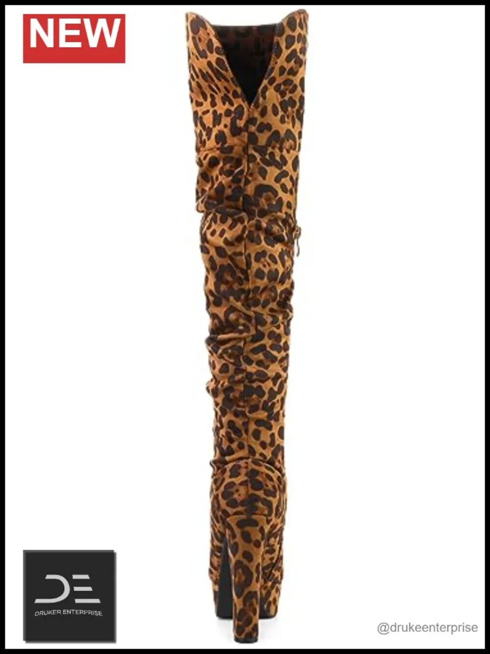 Chunky Heel Platform Thigh High Boots Faux Suede
